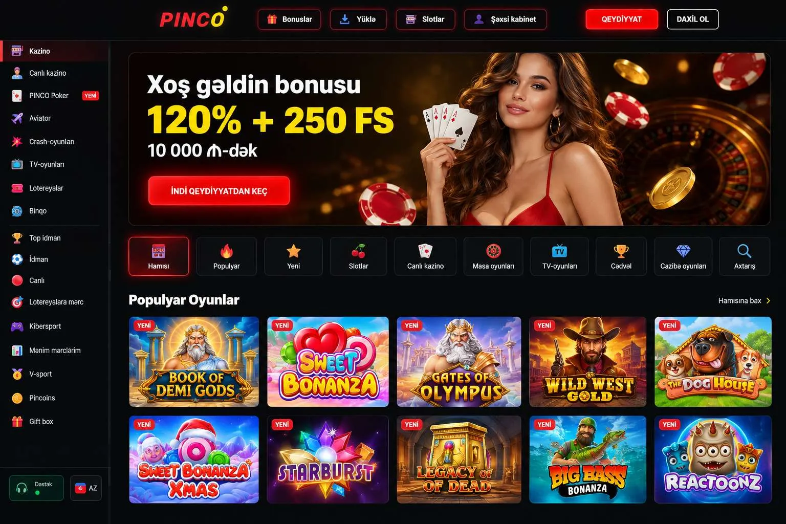 Pinco Azerbaijan İstifadəçiləri üçün platforma İmkanları — Pinco Casino AZ